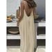 2026 Loose-Fit Spaghetti Strap Dress Women's Casual Homewear Summer Dress Solid-Color Vacation Cool Homewear_ecoleips.com