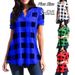 2025 Plaid Print V-neck Short Sleeve Loose Women's Shirt Blouse_ecoleips.com