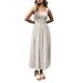 Square Neck Midi Dress With Pleated Skirt – Elegant A-Line Summer Dress For Women (S-XL) | Stretchy Polyester Casual & Office Wear_ecoleips.com