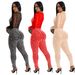 Women's Elegant Mesh Jumpsuit With Crystal Embellishments – Long Sleeve & Wide-Leg Pants (Black/Red, S-Xxl)_ecoleips.com