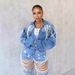 Women's Clothing Denim Jacket Women's Fashion Pearl Chain Handmade Beaded Denim Jacket_ecoleips.com
