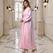Ba5031 Sakura Pink Two-Piece Long Sleeve Cardigan Long Robe Abaya Dress For Women_ecoleips.com