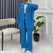 Women's Clothing Autumn And Winter Wool Solid Color Cardigan Jacket Fashion Loose Pants Set_ecoleips.com