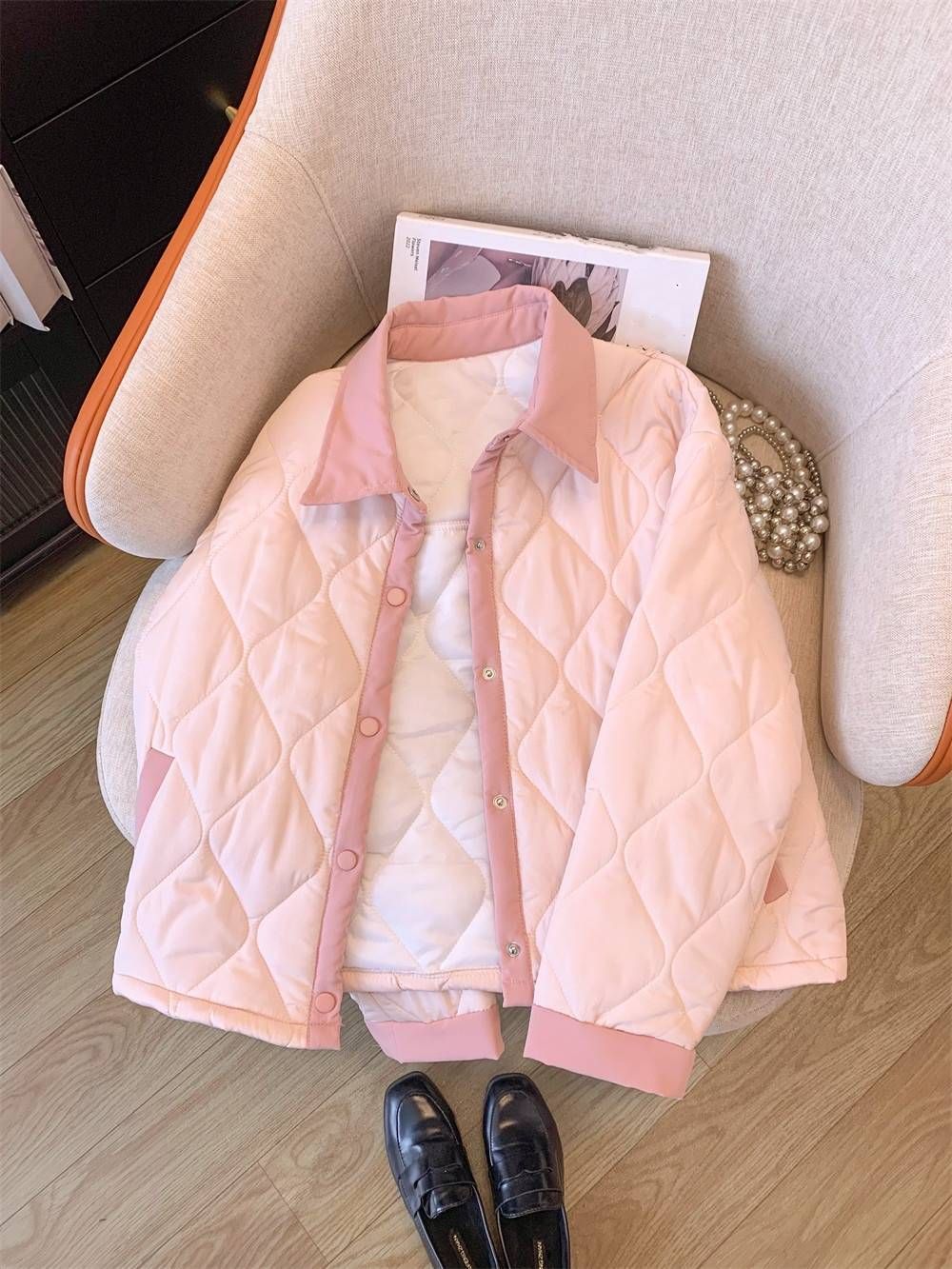 Quilted Jacket – Sweet & Youthful Puffer Coat With Faux Fur Collar, Pastel Color Blocking For Casual & Cute Winter Looks_ecoleips.com