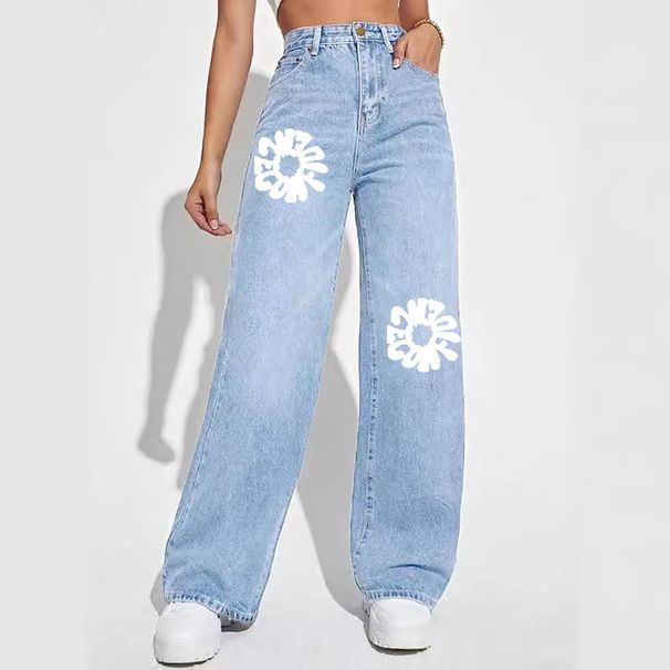 Women's Clothing Jeans Women's High Waist Slim Straight Denim Trousers_ecoleips.com