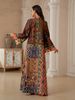 Muslim Women's Long Robe, Printed Embellished Dress, Elegant Evening Gown, Stylish Muslim Fashion, Perfect For Special Occasions_ecoleips.com
