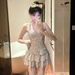 Women's Retro Polka Dot Backless Swimsuit Sweet Conservative Style Slimming Tummy Covering One Piece Alluring New Swimwear_ecoleips.com