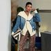 Women's Clothing Large Lapel Denim Jacket Knitted Patchwork Color Block Indigo Blue Workwear Streetwear Spring/Autumn Metal Buttons_ecoleips.com