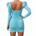Women's Sexy Bodycon Dress Stylish Backless Design With Gathered Puff Sleeves Slim Fit_ecoleips.com