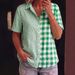 Women's Clothing Women's Casual Street Fashion Collared Plaid Patchwork Shirt Short Sleeve For Formal & Casual For Women_ecoleips.com