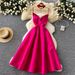 French Retro Hepburn Style Women's Halter Dress Elegant Slimming High Waist Design New Summer Fashion_ecoleips.com