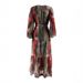 Ladies' Style Tie Dye Round Neck With Belt And Lining Long Elegant Dress_ecoleips.com