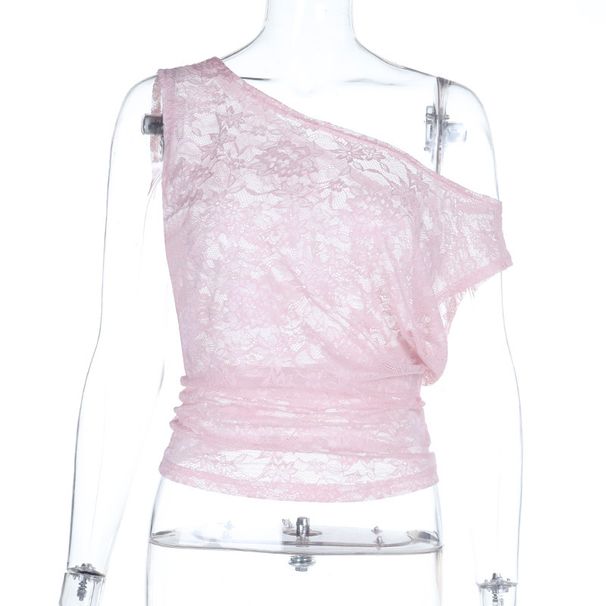 Off-Shoulder Lace Top Women Sexy Fashionable See through Hot Girl European American Style Cross Border Wholesale_ecoleips.com