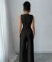 Women's Sleeveless Vest & Wide-Leg Pants Set – 100% Polyester Office Wear (Black, S-XL) | Breathable & Professional Two-Piece Outfit_ecoleips.com