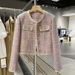 Chic Short Wool Blazer For Women – Korean Style Cropped Jacket With Polo Collar & Princess Sleeves_ecoleips.com