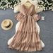 Elegant V-Neck Flutter Sleeve Wrap Waist Ruffle Hem Maxi Dress For Women – Soft & Flowy Summer Dress In Multiple Colors_ecoleips.com