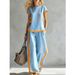 Women's Long Sleeve Bamboo Linen T-Shirt Two-Piece Set Casual Outfit for Spring Summer Stylish And Comfortable_ecoleips.com