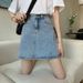 New 2026 Women's Denim Midi Skirt High Waist Slimming Solid Color Korean Style Versatile Casual Bodycon Short Skirt for Students_ecoleips.com