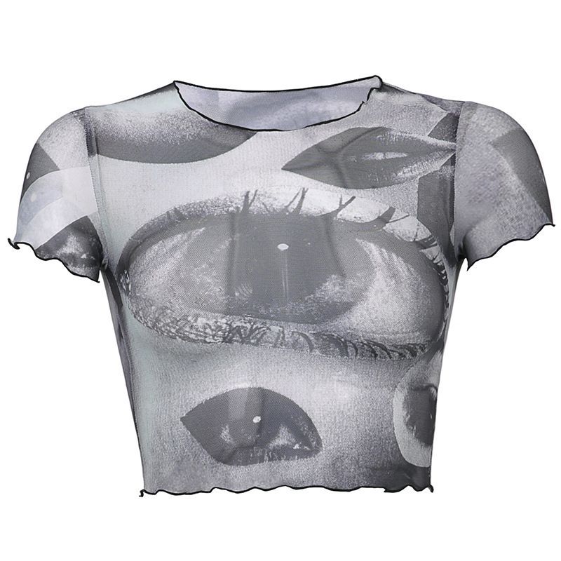 Y2K Street Style Hot Girl T-Shirt Women's Short Sleeve Cropped Top Ins European American Fashion Glasses Vest Retro_ecoleips.com