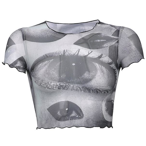 Y2K Street Style Hot Girl T-Shirt Women's Short Sleeve Cropped Top Ins European American Fashion Glasses Vest Retro_ecoleips.com