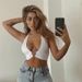 Cross-Border Summer New European And American Women's Fashion Sexy Deep V Neck Halter Tie Crop Top Low-Cut Camisole_ecoleips.com