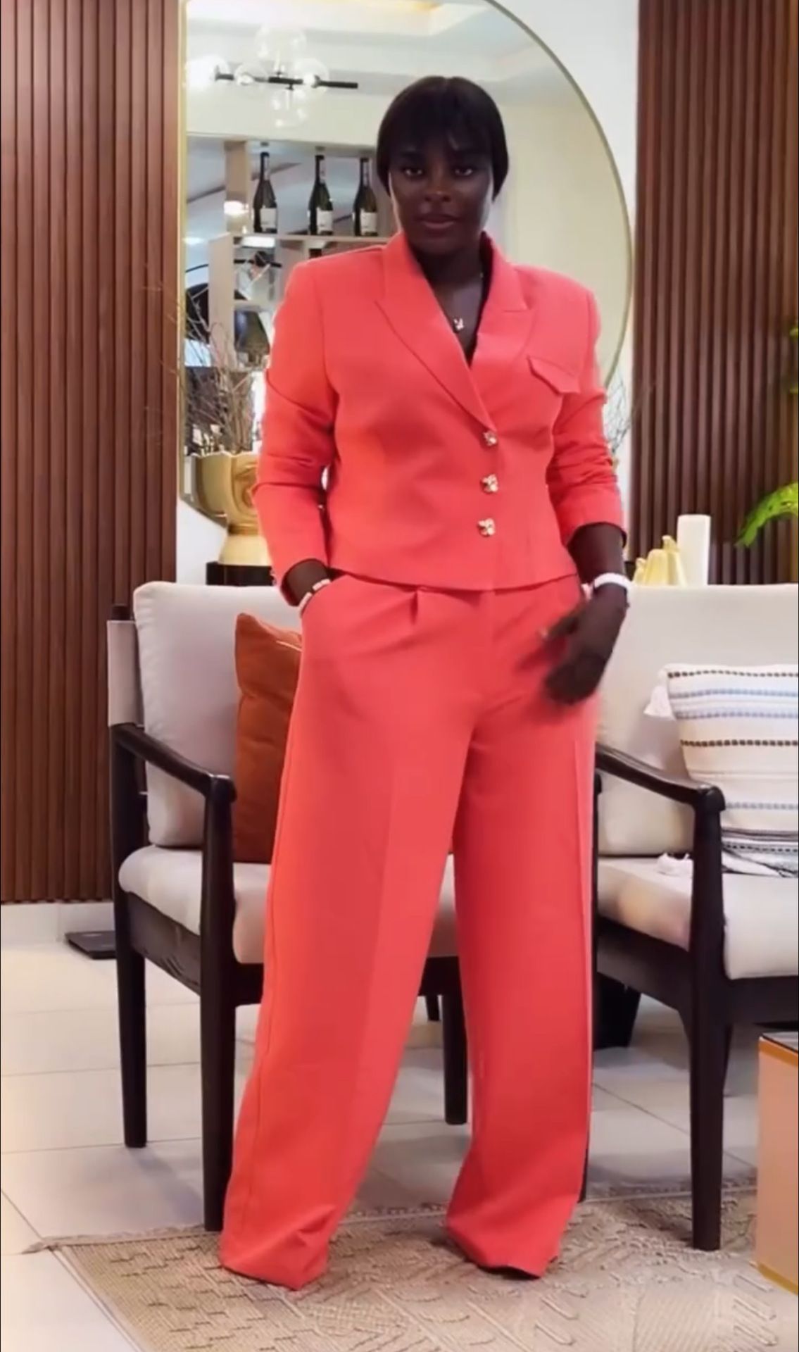 Women's Short Blazer & Straight Leg Pants Suit Set, Office Formal Two-Piece Outfit, Plus Size Career Wear_ecoleips.com