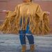 Women's Oversized High-Neck Pullover Sweater, Vintage Fringe Detail Long Sleeve Tunic Top, Soft Suede-Like Fabric For Fall & Winter_ecoleips.com