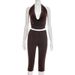 Women's Solid Color Sexy Hollowed out Halter Neck Top And Capri Pants Set European American Style Cross Border J25ST484_ecoleips.com