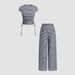 Women's Clothing High-Waisted Striped Casual Pants For Women Summer Fashion Loose Wide-Leg Style Set For Formal & Casual For Women_ecoleips.com