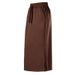 Women's High-Waisted Yoga Inspired Sweatshirt Skirt Mid-Length Loose Fit Casual Sporty Straight Cut With Split Hem_ecoleips.com