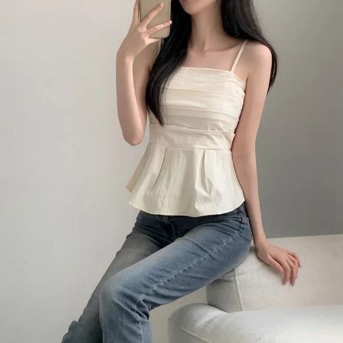 White Strapl Vest Women Summer Outdoor Chic Design Slimming Ort Pure Desire Trendy Top Commute Sle Color_ecoleips.com