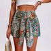 Women's Clothing Printed High Waist Shorts, Bohemian Style Front Knot Shorts_ecoleips.com