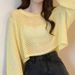 Short Sun-protective Knit Top For Women, Summer 2026 New Model, Sheer Cover-up Pullover With Mesh And Hollow-out Design_ecoleips.com