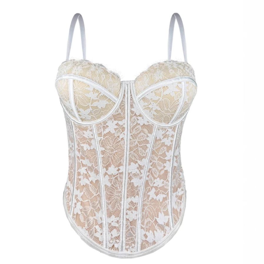 Women's Lace Trim Body Shaping Camisole – Adjustable Inner Straps & Herringbone Support (Black/Apricot White Trim)_ecoleips.com