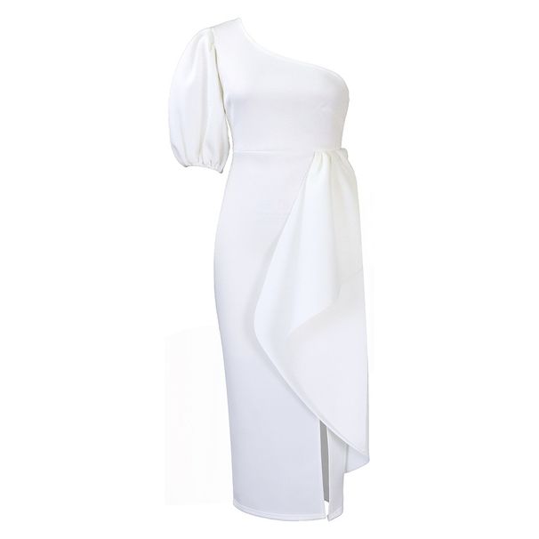 Women's clothing oblique collar slit ruffled dress skirt sexy_ecoleips.com