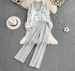 Women's Knitted Sweater & Pants Set – Loose Fit V-Neck Mid-Length Jacket With High-Waist Drapey Pants (Black/Brown/Grey, One Size)_ecoleips.com