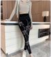 Women's Stretchy Midi Leggings With Rhinestone Details - Soft Modal Fabric, High Waist Tummy Control, Breathable & Comfortable For Casual Wear_ecoleips.com