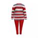Plus Size Striped Print Shirt And Sports Pants Set Summer Fashion Long Sleeve Casual Comfortable Two-Piece Outfit For Women_ecoleips.com