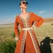 Vibrant Orange Moroccan Kaftan With Intricate Gold Embroidery – Modest Evening Gown For Special Occasions_ecoleips.com