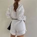 2027 Summer Fashion European-USA Style Women Lapel Single-Breasted Long Sleeve Shirts + High Waist Shorts Pure Color 2 Piece Casual Sets_ecoleips.com