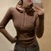 Design Sense Niche Semi-zipper Hooded T-shirt Women's Autumn And Winter Slim And Thin Long-sleeved Bottoming Shirt Sweater_ecoleips.com