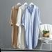 Cotton-linen Sun-protective White For Women, 2026 Spring-summer New Versatile Loose Casual Top, Mid-length Shirt Dress_ecoleips.com