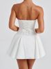 Mozision Bow Strapless Backless Sexy Mini Dress For Women Robe Fashion Solid Off-shoulder Sleeveless A-line Club Dress Vestido_ecoleips.com