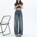 Guangzhou Supply American-style Wide-leg Jeans For Women, Spring/summer High-waisted, Loose, Slimming, Pleated, Casual,_ecoleips.com