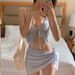 Women's Solid Color Bikini Set With Adjustable Ties - Sexy Swimwear For Beach & Pool_ecoleips.com