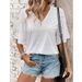2024 Spring/Summer New European And American V-neck Lace Sleeve Loose T-shirt_ecoleips.com