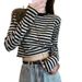 Colorful Striped Long-Sleeve T-Shirt For Women Perfect For Autumn Casual Wear. Slimming Design With Built-In Base Laye_ecoleips.com