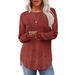 Women's Autumn Casual Patchwork Round-Neck Long-Sleeved Solid-Color Striped Sweatshirt_ecoleips.com