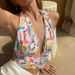 New Clothing 2025 Summer Hot Products Women's Neck Hanging Figure Printed Tie Rope Vest T-Shirt For Women_ecoleips.com