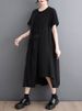 2026 Summer New Irregular Patchwork Vintage Dresses For Women Short Sleeve Loose Casual Ladies Dress Fashion Elegant Clothing_ecoleips.com
